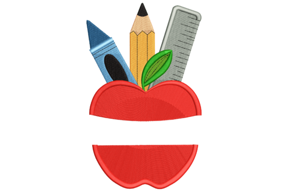 Apple with School Supplies