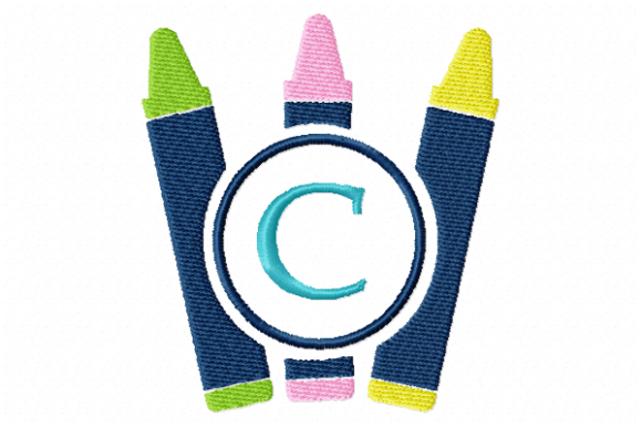 Crayons Frame Monogram Letter C