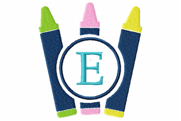 Crayons Frame Monogram Letter E