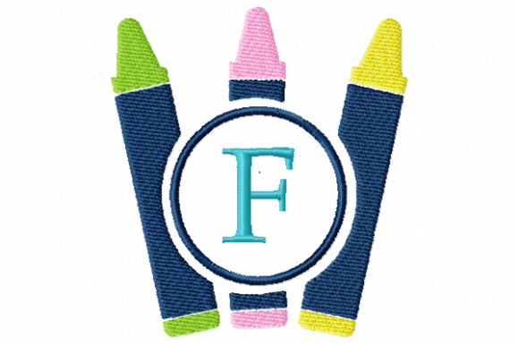 Crayons Frame Monogram Letter F