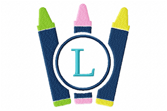 Crayons Frame Monogram Letter L