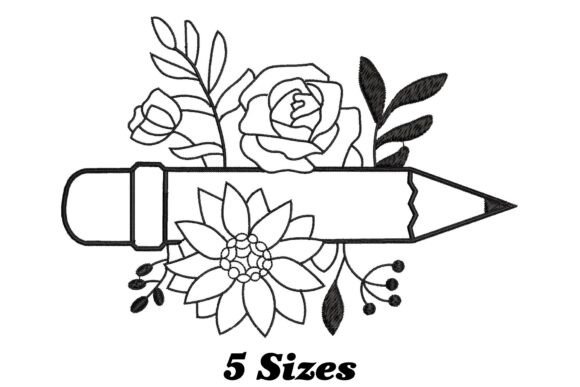 Floral Pencil Embroidery Design