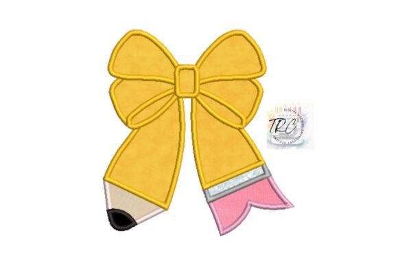 Pencil Bow Applique Embroidery Design