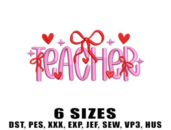 Pink Teacher Embroidery Designs