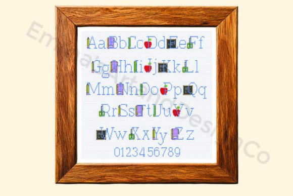 School Alphabet Cross Stitch Pattern