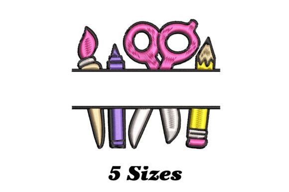 School Tool Split Name Monogram