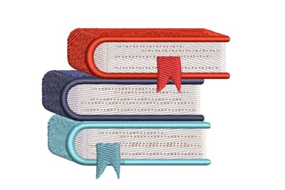 Stack of Colorful Books with Bookmarks