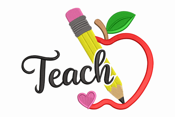 Teacher Pencil Apple Patch